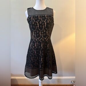 AX Paris Black & Pink Sleeveless Lined Lace Cocktail Dress